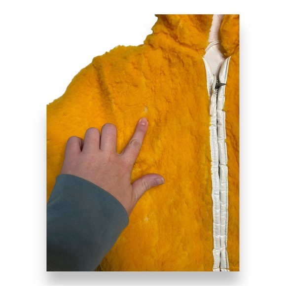 Rare Vintage Sesame‎ Street Muppet Big Bird Zip Hooded Fuzzy Jacket Yellow - Picture 9 of 13